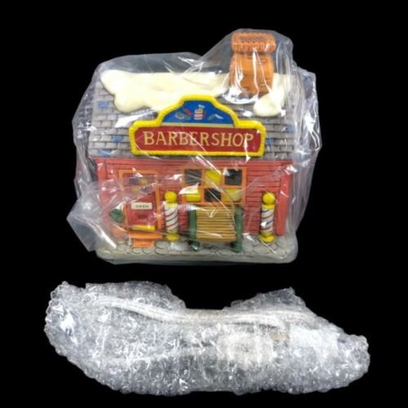 Lefton 06901 Colonial Village BARBER SHOP w/Deed 1988 Christmas House CWD06901 - Picture 2 of 12